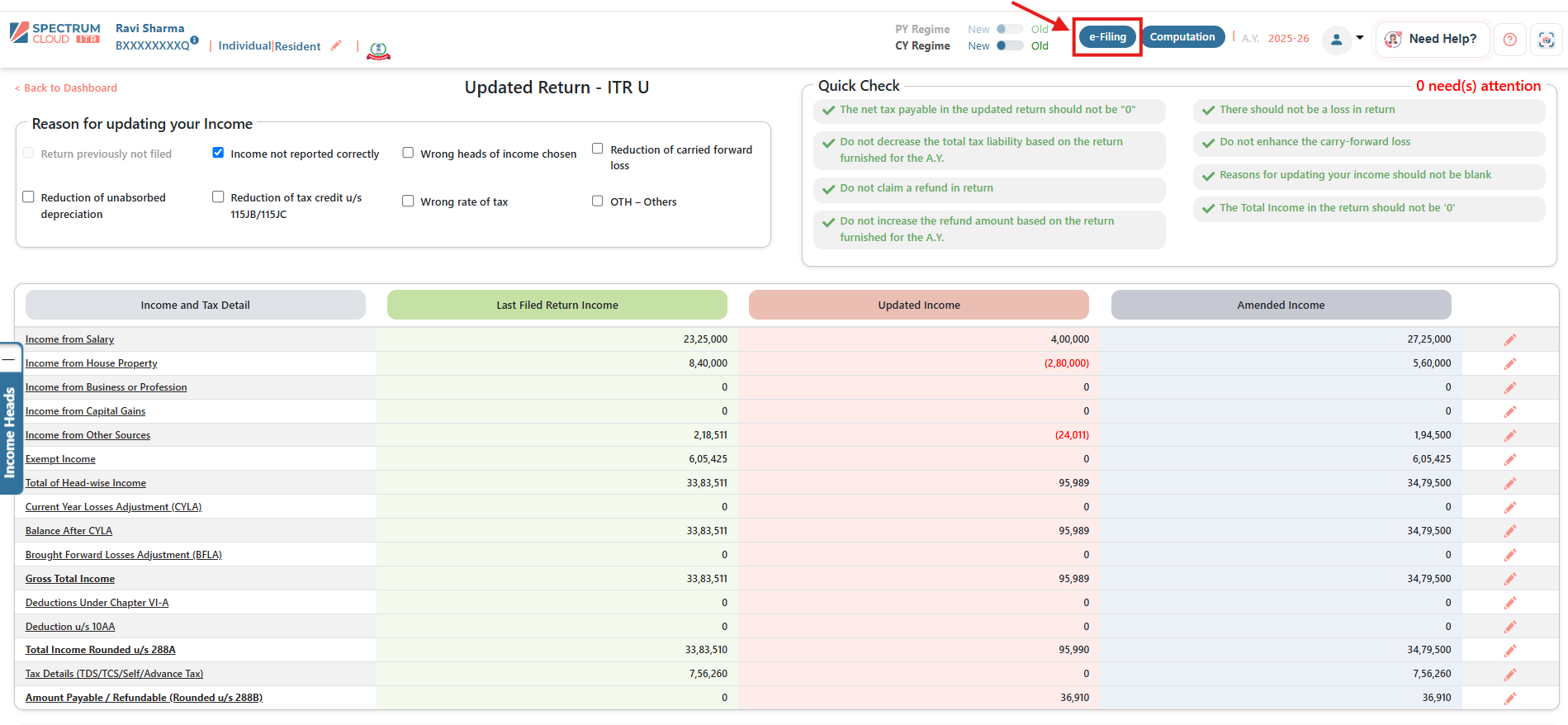 e-Filing window
