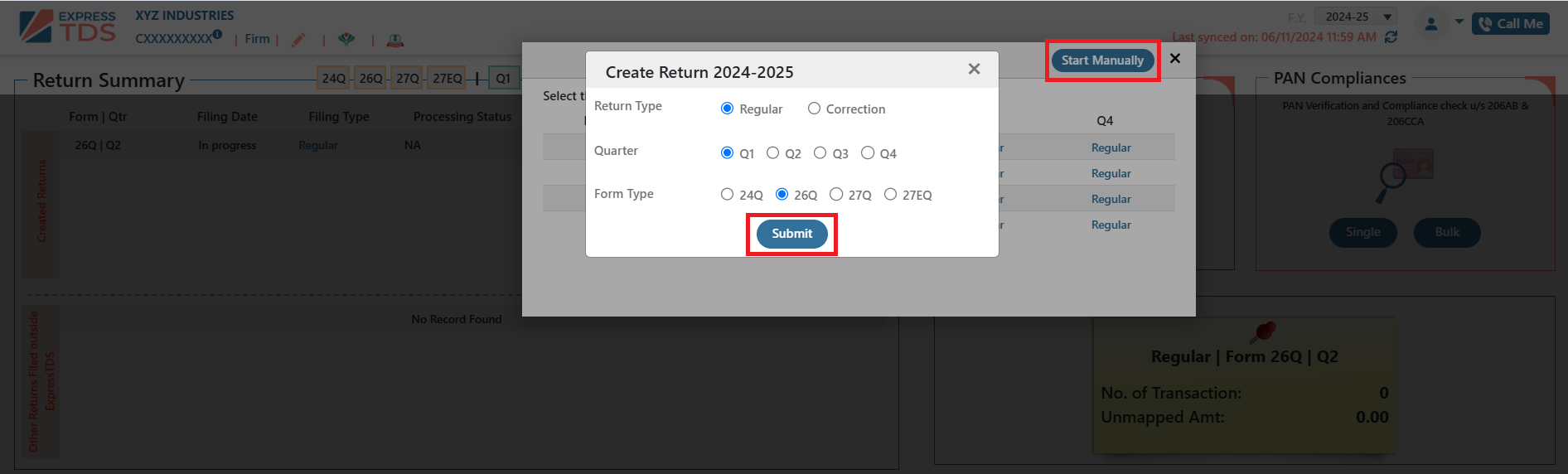 Process to Prepare and File 26Q TDS Return