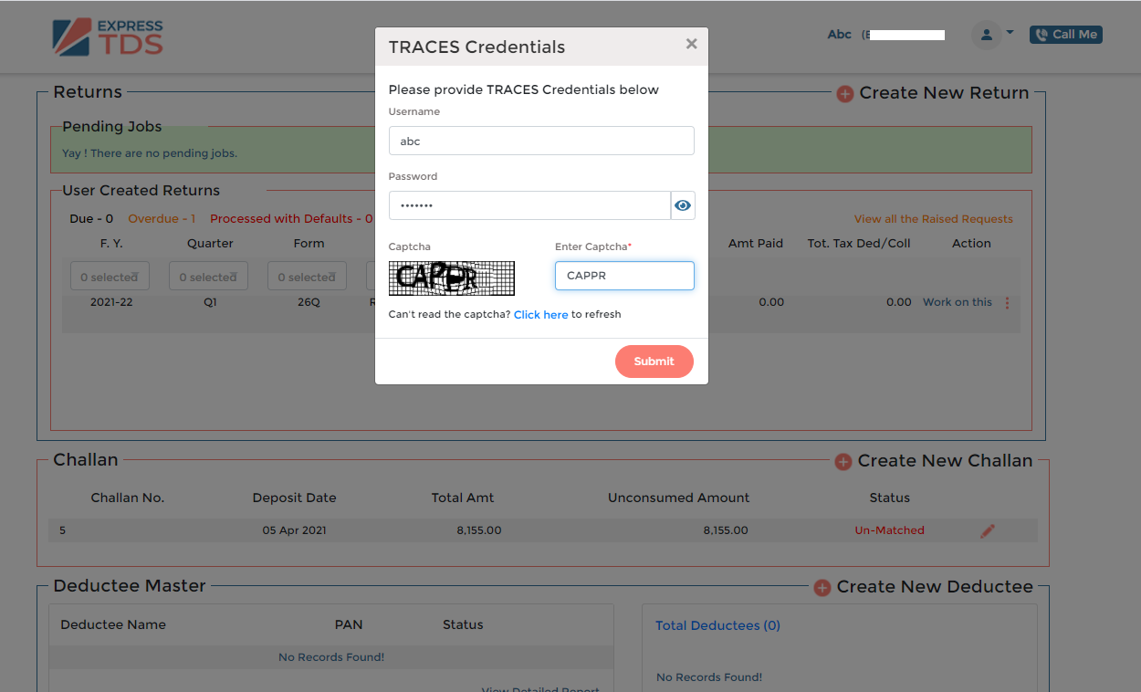 How to check TDS/TCS return processing status