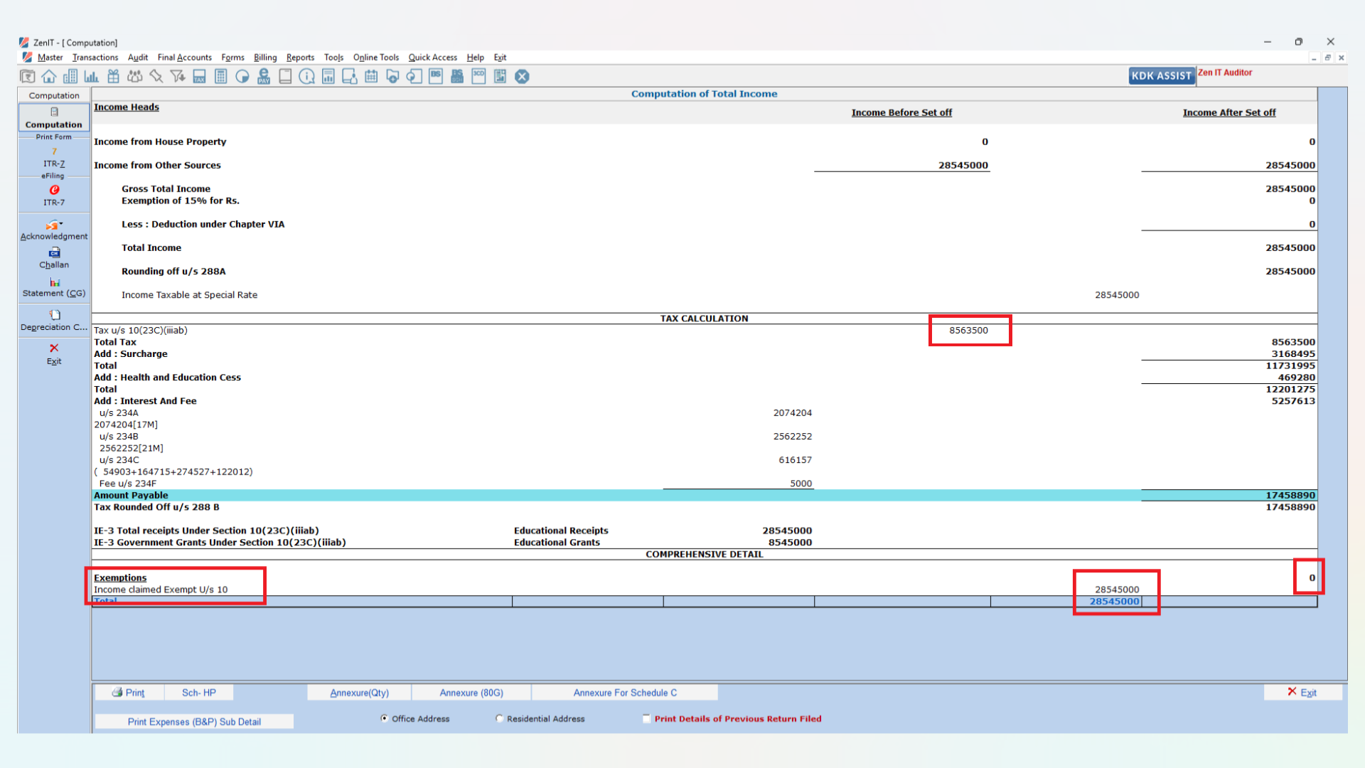 Exemption Claiming u/s 10 Amount Not Considered as Exemption in 